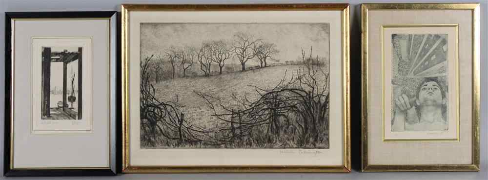 Appraisal: G DUPUIS MILLWALL LONDON along with two other etchings Etching