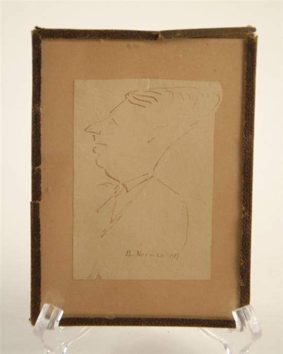 Appraisal: B Nerman Caricature of Man Pen and Ink Signed and