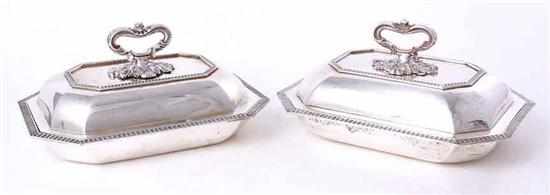 Appraisal: Rare pair Charleston coin silver covered entree dishes Gregg Hayden