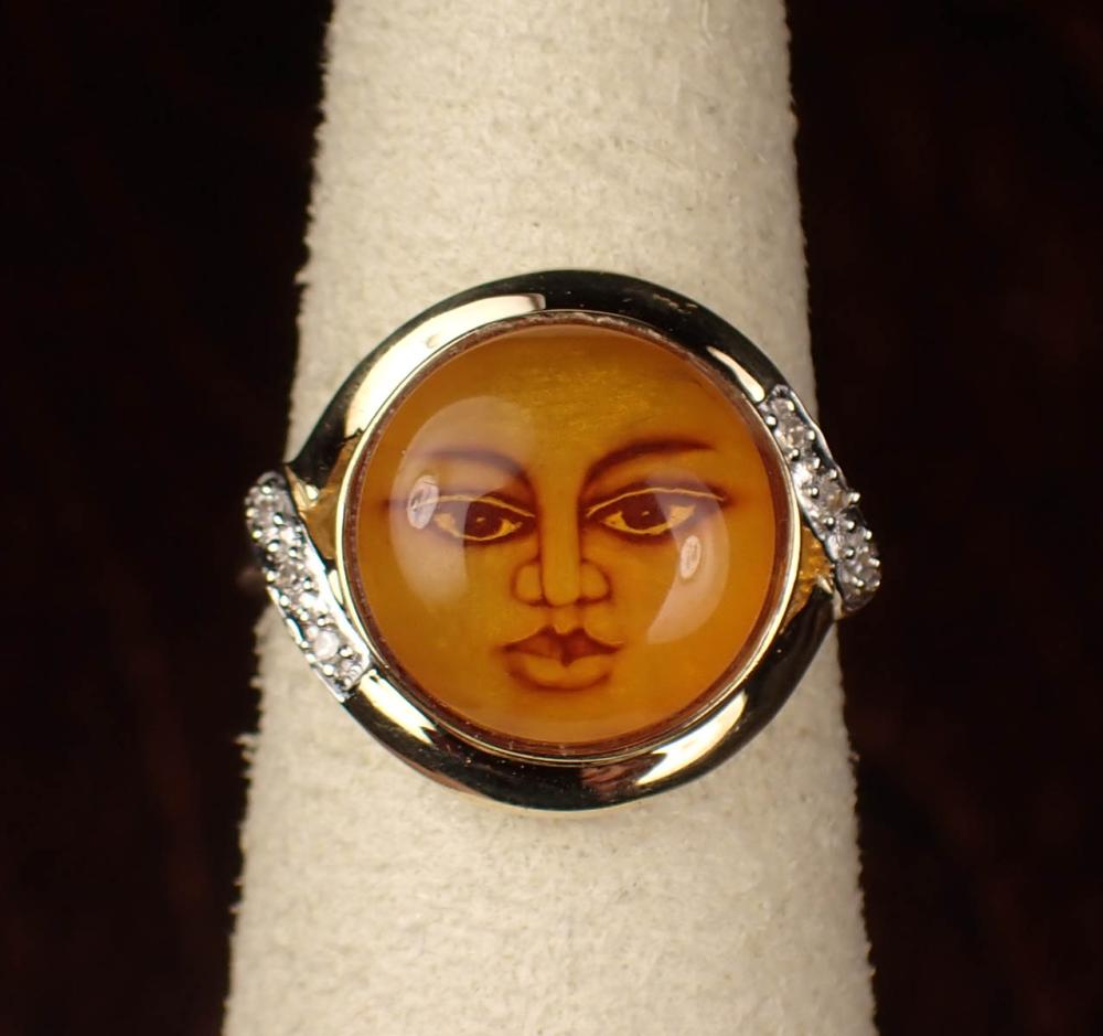 Appraisal: CITRINE DIAMOND AND TWO-TONE GOLD RING The k yellow and