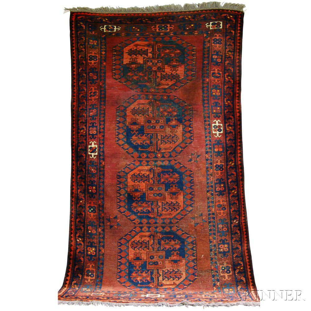 Appraisal: Ersari Afghan Rug early th century areas of corrosion and