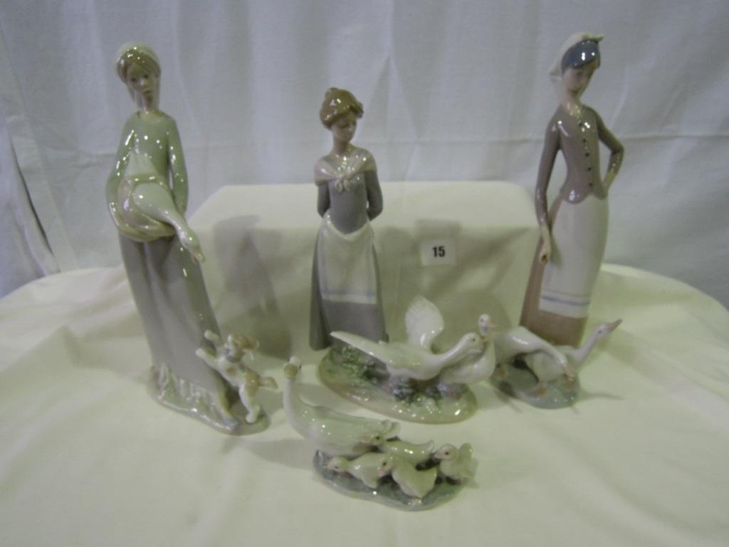 Appraisal: Two Lladro Daisa figure groups of girls and geese together