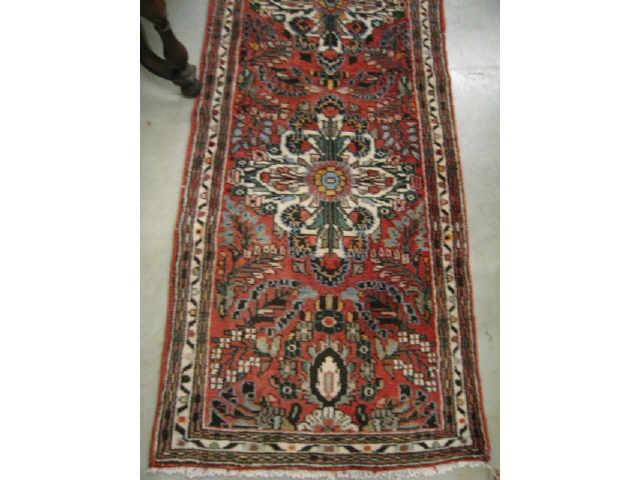 Appraisal: Hamadan Persian Handmade Runner fine floral medallions great colors '