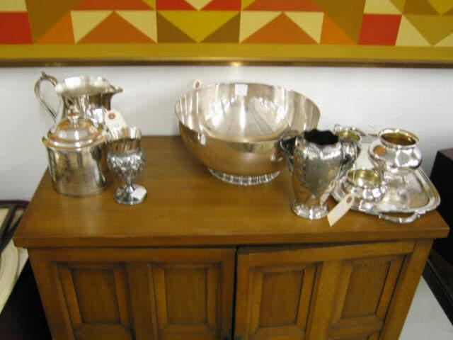 Appraisal: Pc Estate Lot of Silverplate tray punchbowl goblet vase pitcher