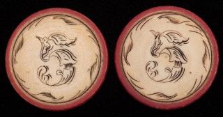 Appraisal: Two Five Dollar Ivory Poker Chips American ca Red rim