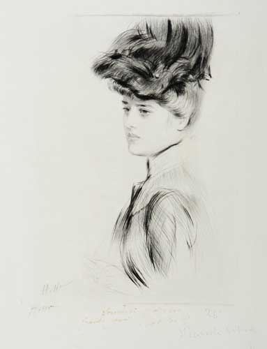 Appraisal: PAUL C SAR HELLEU Portrait de Femme au Chapeau Drypoint