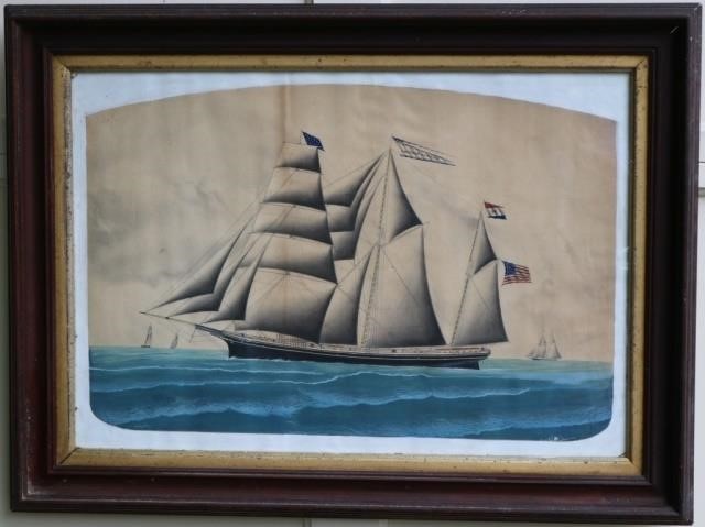 Appraisal: TH C CHINA TRADE WATERCOLOR ON PAPER DEPICTING THE CLIPPER