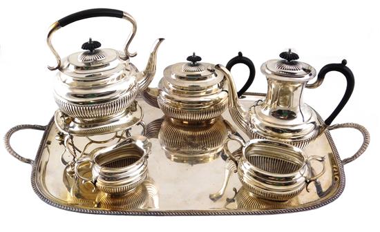 Appraisal: SILVER th C silver plate assembled tea service six pieces