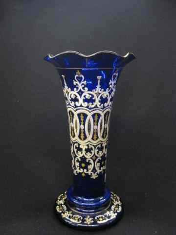 Appraisal: Cobalt Enameled Art Glass Vase handblown '' th century