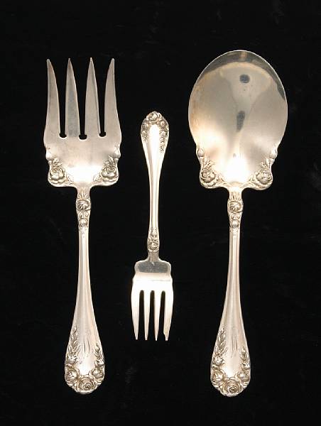 Appraisal: A sterling partial flatware setWallace Silversmiths Wallingford CTRose monogrammed W