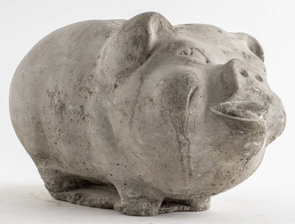 Appraisal: MODERN STONE PIG SCULPTURE Modern stone pig sculpture H x