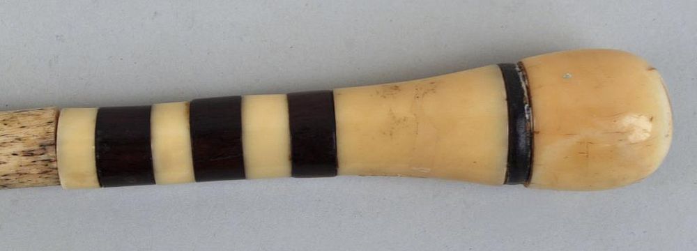 Appraisal: Whalebone and Baleen Cane with whale ivory knob and banded