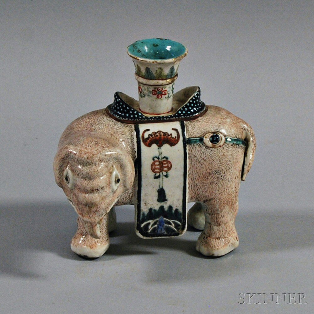 Appraisal: Chinese Porcelain Elephant-form Joss Stick Holder th century damage ht