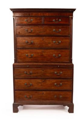 Appraisal: An th Century mahogany tallboy chest of six long drawers