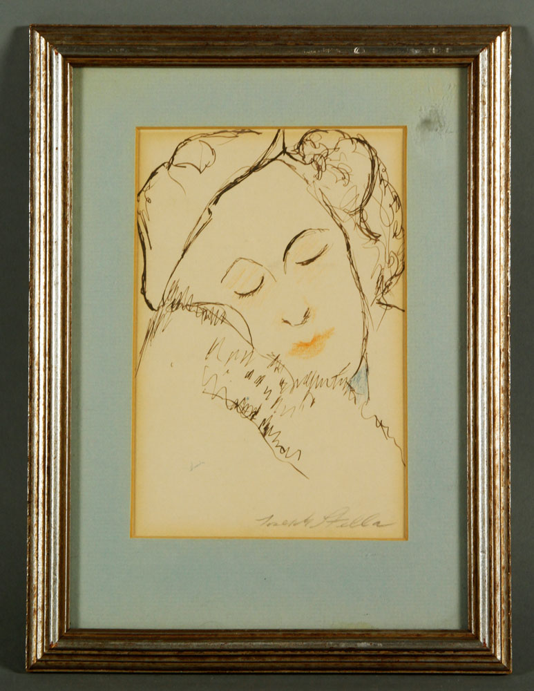 Appraisal: - th C Figure Ink on Paper th century framed