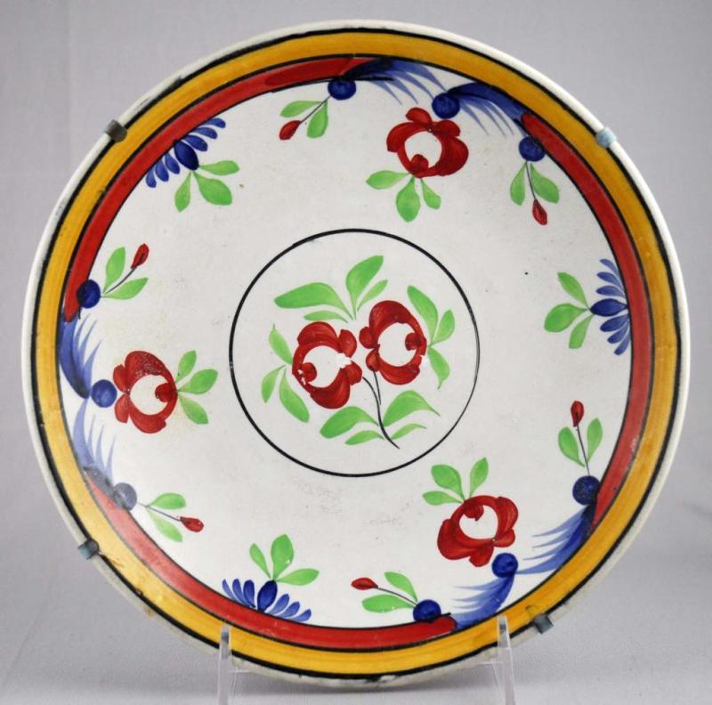 Appraisal: Soft Paste Hand-Decorated Bowl Description Red flower decoration One small