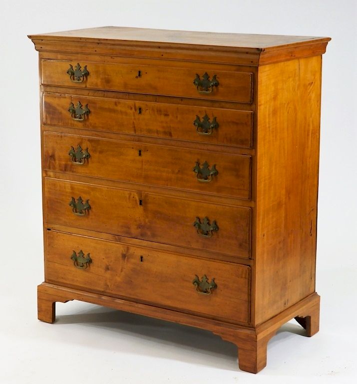 Appraisal: C Maple Graduated Drawer Tall Chest New England Circa Molded