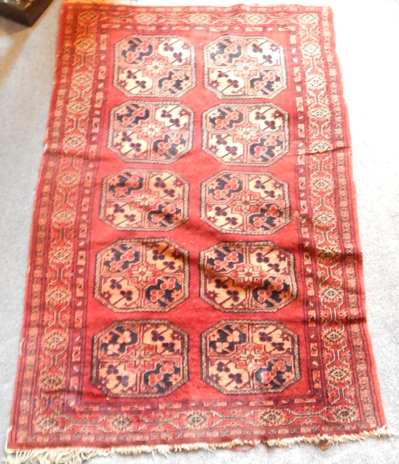 Appraisal: A Bokhara design rug red ground cm x cm