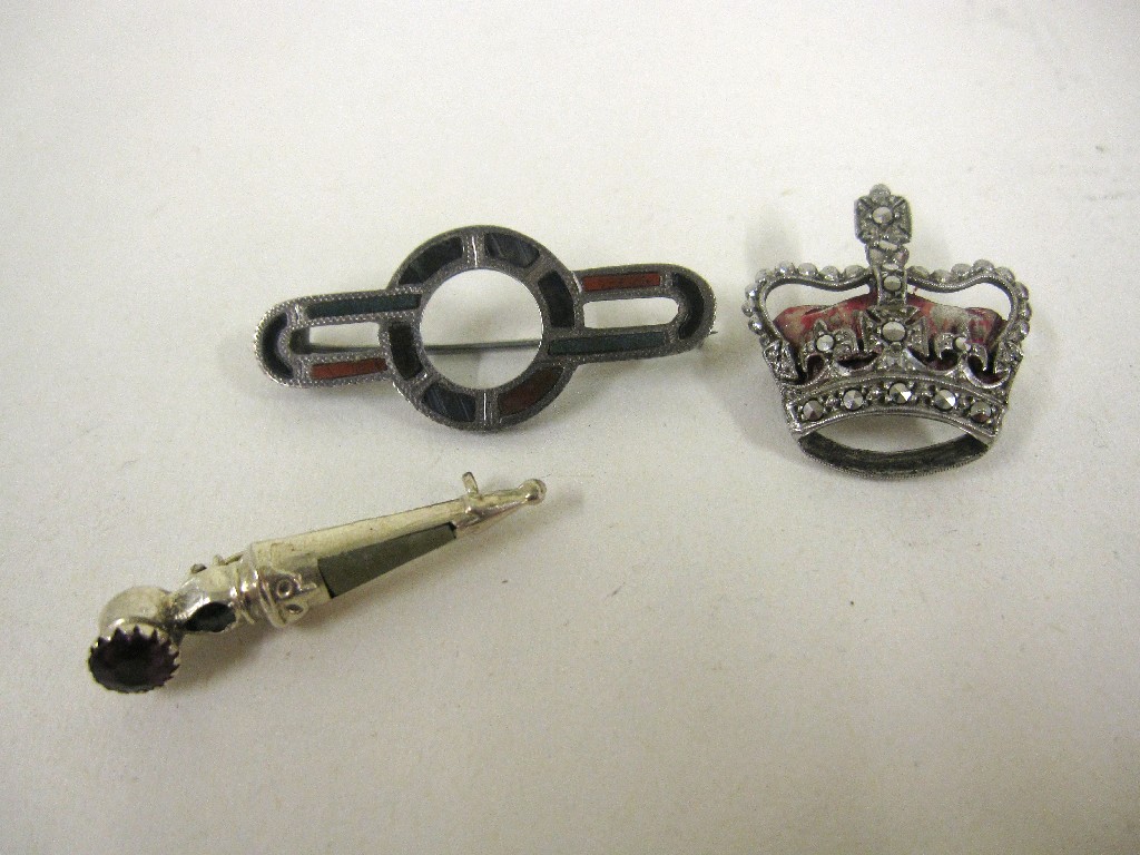 Appraisal: Lot comprising Scottish silver and agate dirk pin silver and