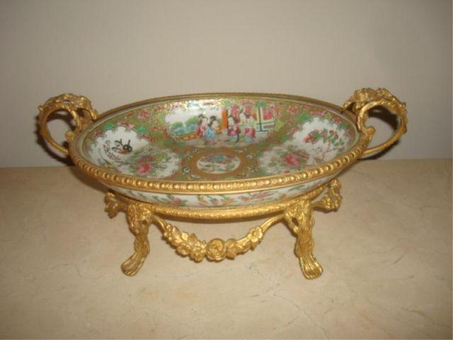 Appraisal: Bronze Mounted Chinese Export Centerpiece From a North Bergen NJ