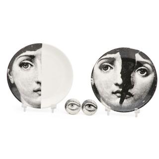 Appraisal: PIERO FORNASETTI Cufflinks and two ashtray PIERO FORNASETTI - Two