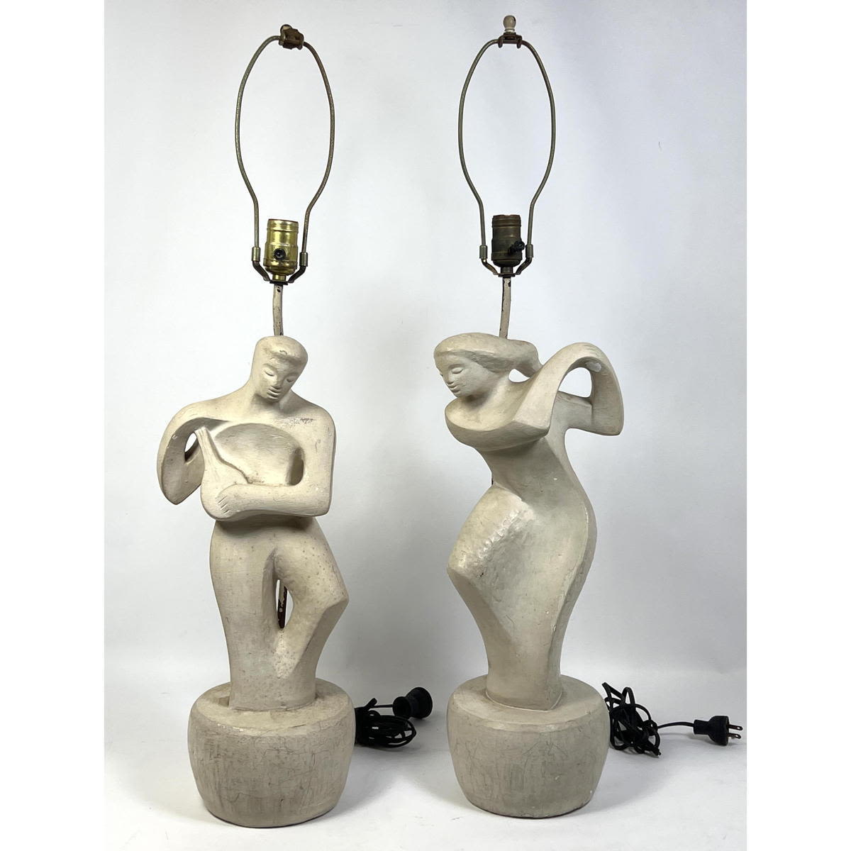 Appraisal: Pair Rema Plaster Figural Table Lamps Dimensions H inches W