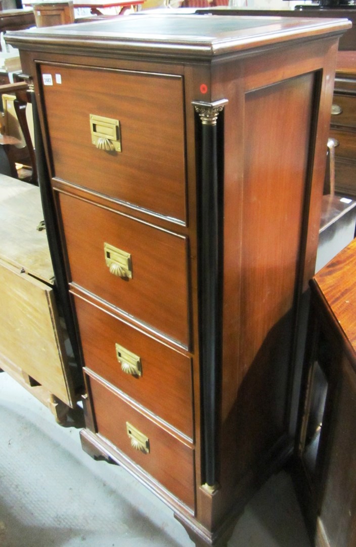 Appraisal: A th century walnut filing cabinet with four drawers