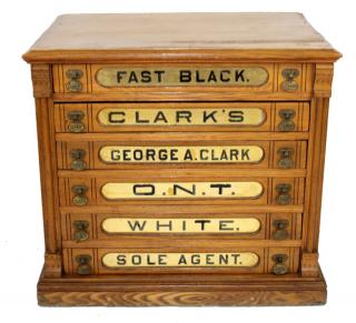 Appraisal: American Clark oak spool cabinet American oak Clark's ONT General