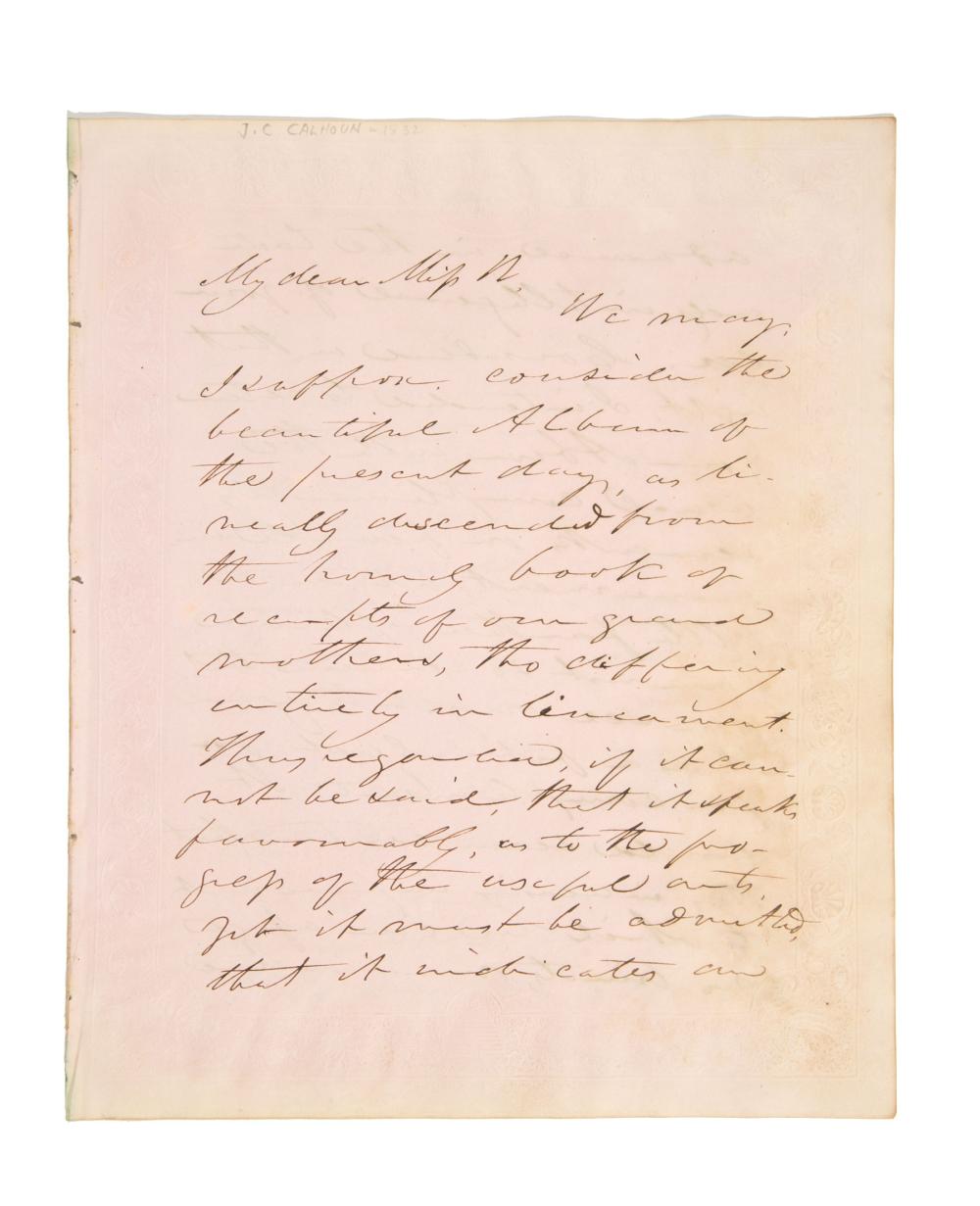 Appraisal: Vice-President John C Calhoun Manuscript Letter Signed five pages from