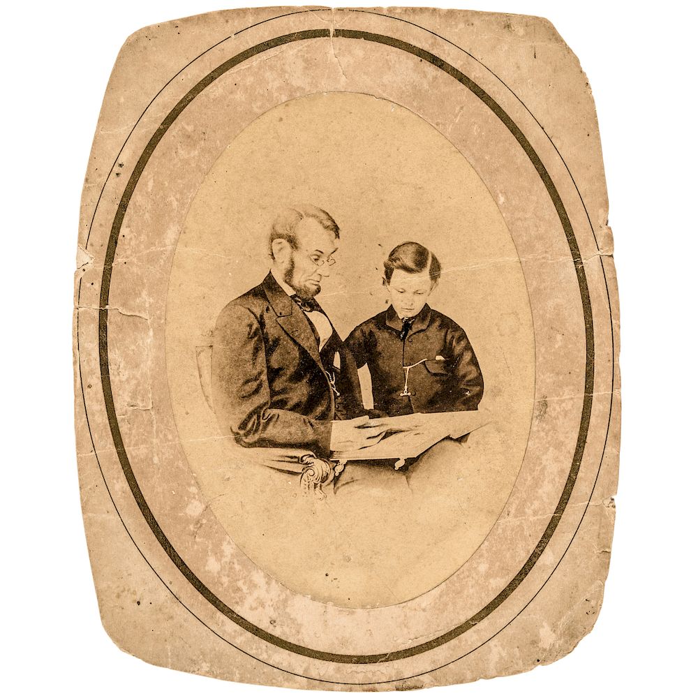 Appraisal: President Lincoln With Tad Photograph Taken February by Anthony Berger