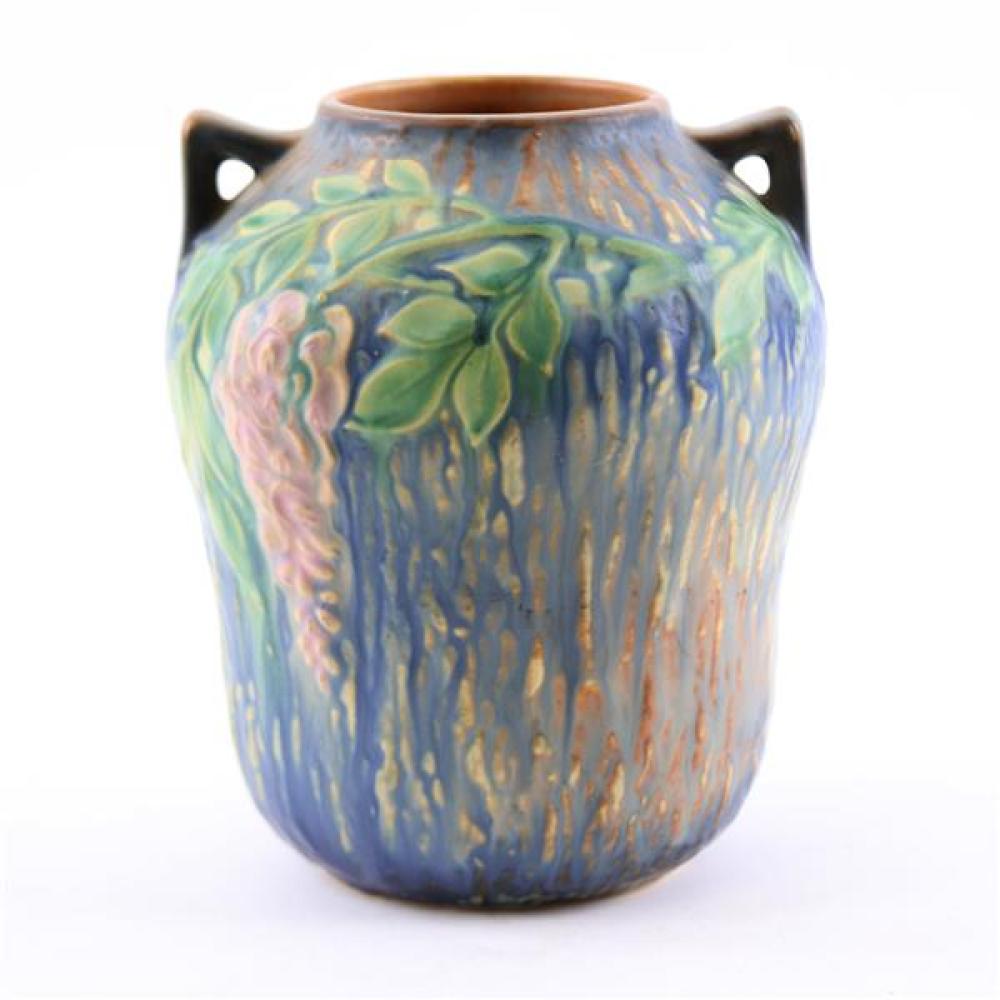 Appraisal: ROSEVILLE WISTERIA BLUE ART POTTERY VASE Roseville Wisteria blue art