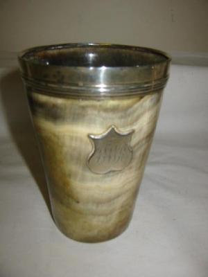 Appraisal: A VICTORIAN HORN BEAKER of tapering form with applied reeded