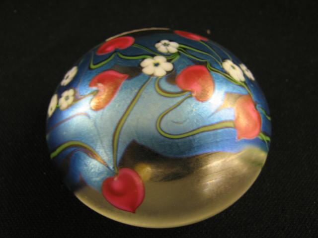 Appraisal: Orient Flume Art Glass Paperweight heart floral trailing vine of