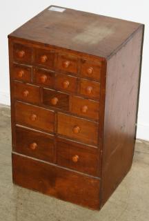 Appraisal: th c walnut and pine drawer apothecary cabinet w x