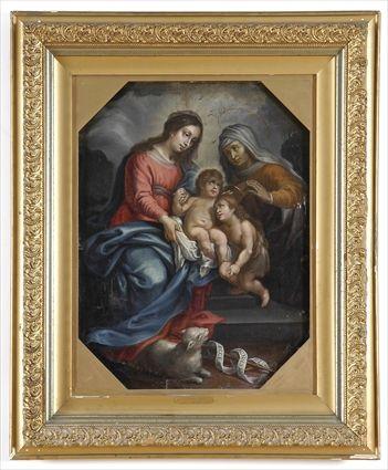 Appraisal: ITALIAN SCHOOL JESUS MARY JOHN ANNE AND THE LAMB Oil