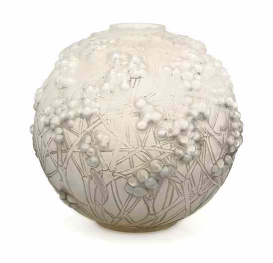 Appraisal: A Lalique Glass Vase in the Druides pattern of globular