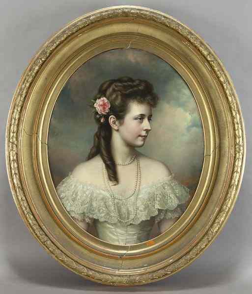 Appraisal: Friedrich Wailand ''Portrait of Woman with PinkFlower'' oil painting on