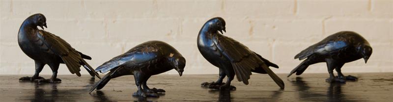 Appraisal: FOUR CAST BRONZE FIGURES OF PIGEONS x x in and