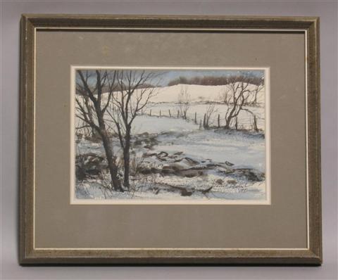 Appraisal: JACK SHAUB AMERICAN TH CENTURY WINTER LANDSCAPE Watercolor on paper