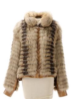 Appraisal: Krio Designer Fox Fur Tan Crocodile Coat Krio by Global