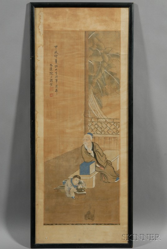 Appraisal: Hanging Scroll China th century ink and colors on silk