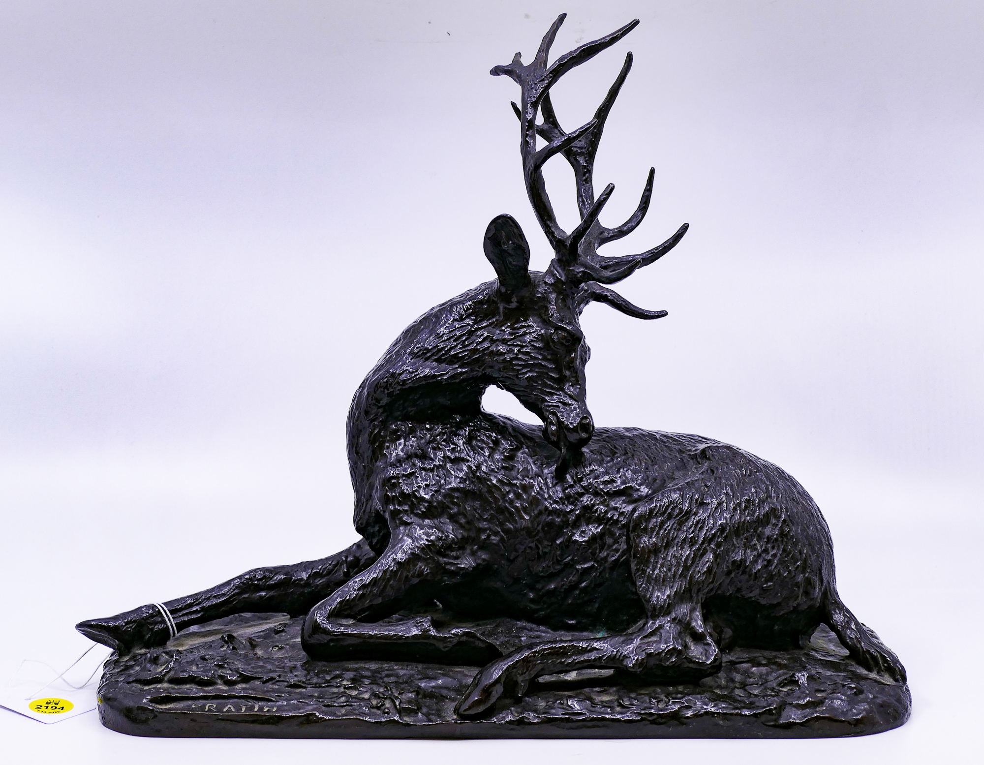 Appraisal: After Christophe Fratin Bronze Deer Sculpture- x ''