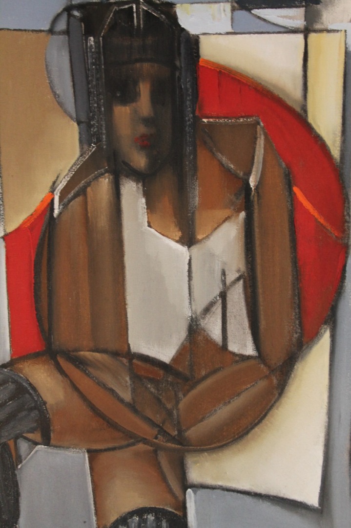 Appraisal: John Lipsham thC Portsmouth Cubist Figure in Reflection oil on