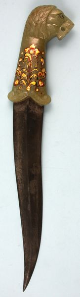 Appraisal: th Century Persian knife with carved and decorated jade handle