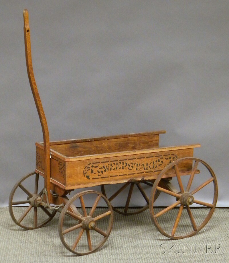 Appraisal: Wooden Painted Stencil-decorated Sweepstakes Wagon