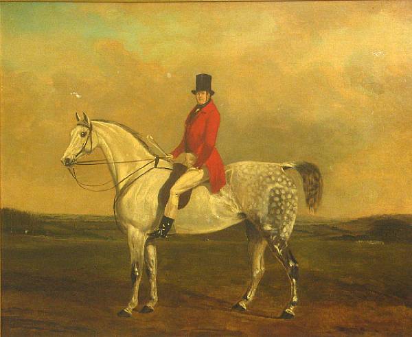 Appraisal: English School A gentleman on his dapple gray hunter oil