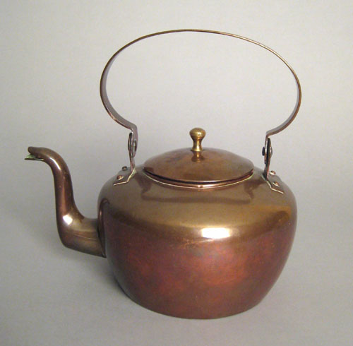 Appraisal: Pennsylvania copper tea kettle late th c stamped G F