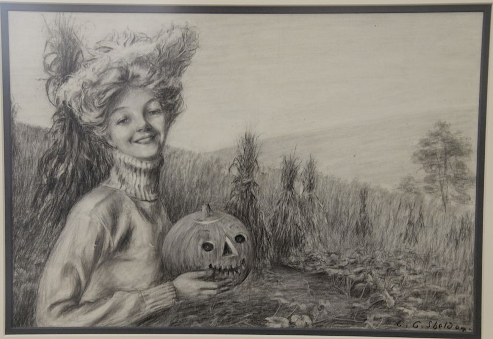 Appraisal: Charles Sheldon - pencil and charcoal on paper Hold a