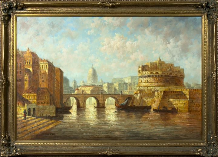 Appraisal: Italian School st Century Early Morning Venetian Canal Scene oil