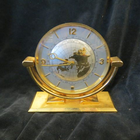 Appraisal: World Time Clock by Imexal brass case jewels with alarm